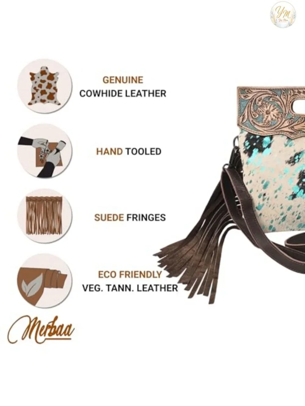 Women Real Cowhide Leather Crossbody Sling Bag with Adjustable Detachable Strap
